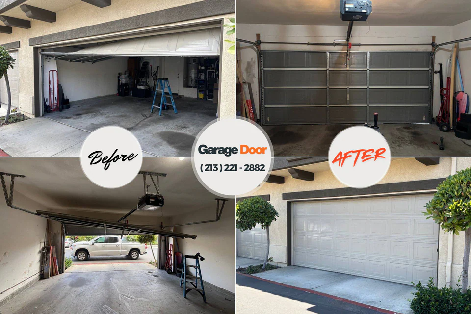Before and after: garage door repair Tarrant, AL